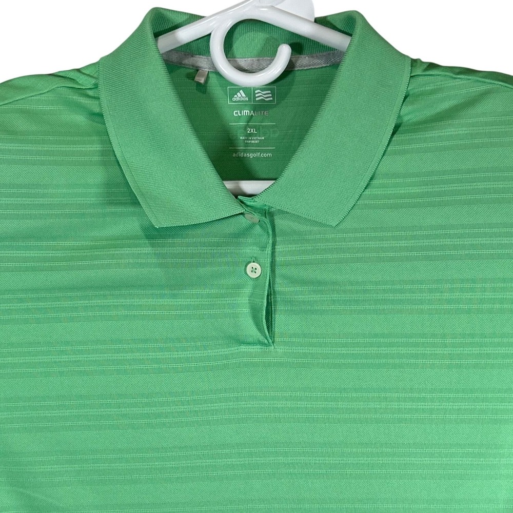 Adidas Golf Climalite Green Striped Polo Shirt Womens Size 2XL Short Sleeve
